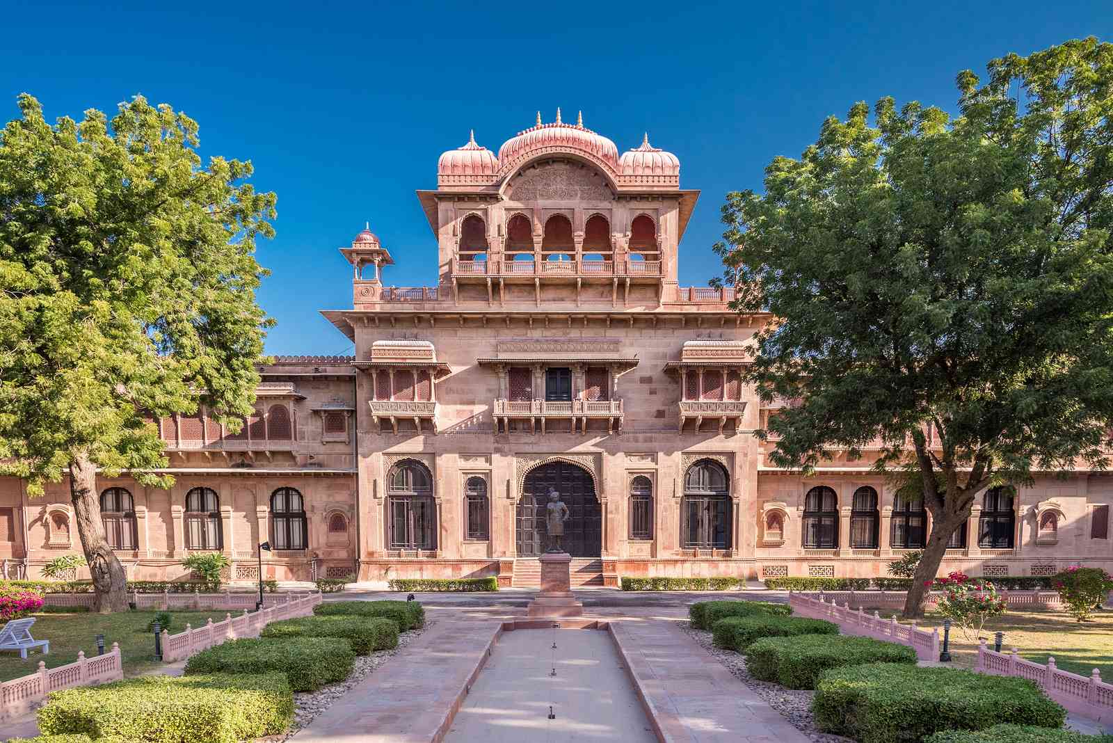 Red sandstone exterior of Lalgarh Palace